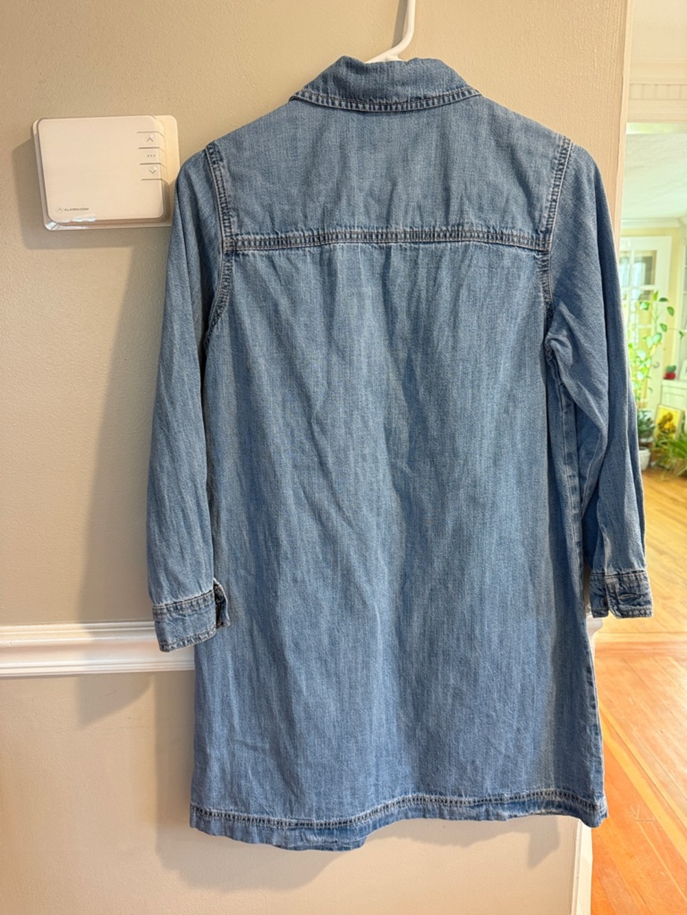 Old Navy Light Blue Denim Long 3/4 Sleeve Shirt Dress - Picture 3 of 4